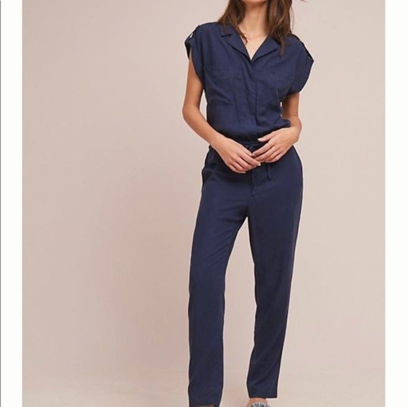Anthropologie navy jumpsuit Clearance